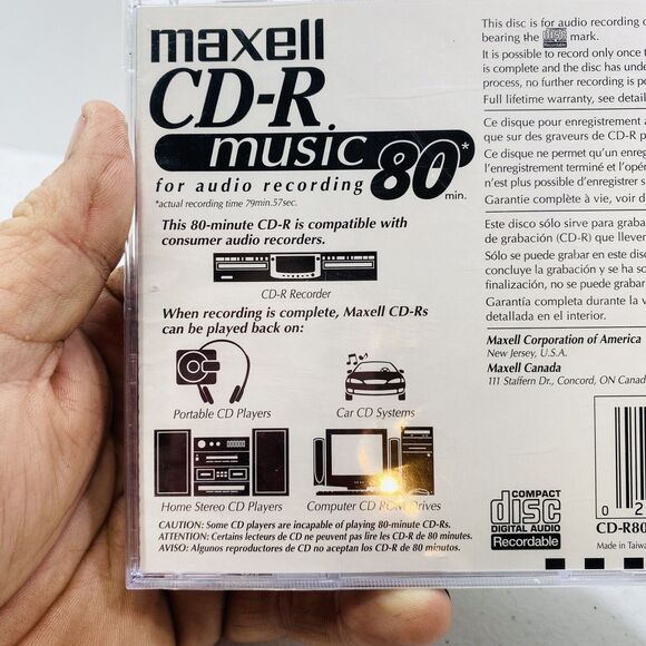 Maxell CD-R Music 80 min for audio recording Rip Disc Play Back In Car disc man - Picture 7 of 11